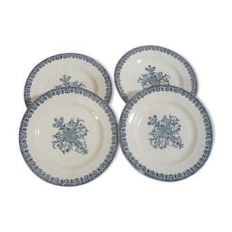 Lot  de 4 assiettes plates terre de fer, modèle Alhambra de Salins