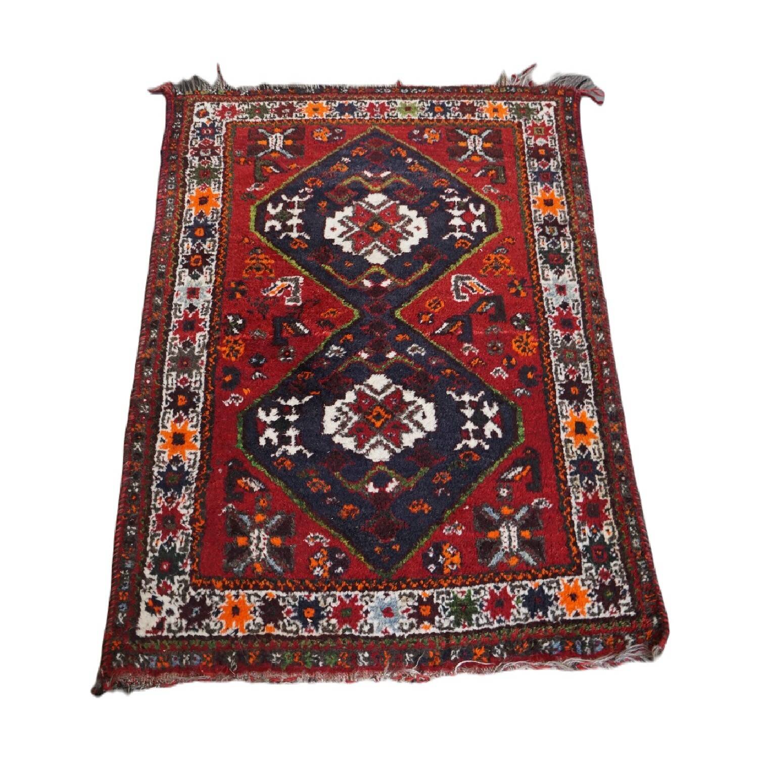 Authentic and colorful oriental rug with 2 Scottish patterns 130x90cm.
