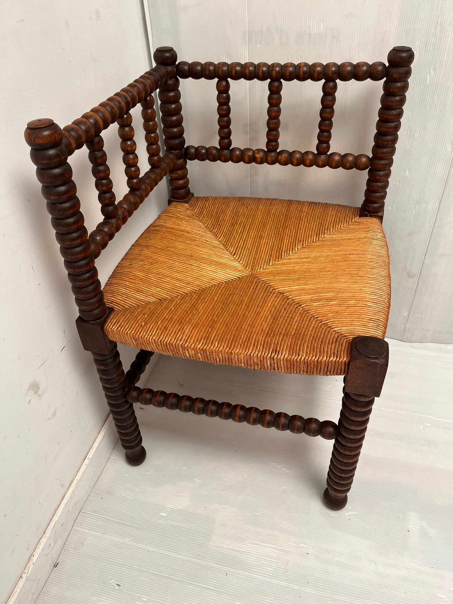 Corner chair wood turned vintage, 50-60s