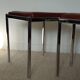 Pair of vintage stackable stools in faux leather and chrome - 70s