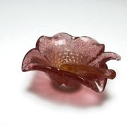 Murano, empty pocket in the shape of a mortar, pink and gold flower, 20th century