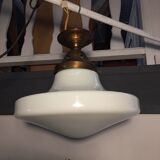 Ancient copper and opaline 1960 ceiling lamp