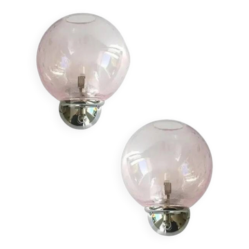 Pink Pulegoso Murano Glass Wall Sconces by Simoeng, Set of 2