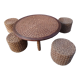 Table basse et tabourets en corde