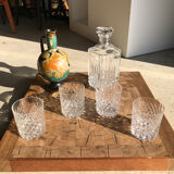 Decorative wooden top with checkerboard effect