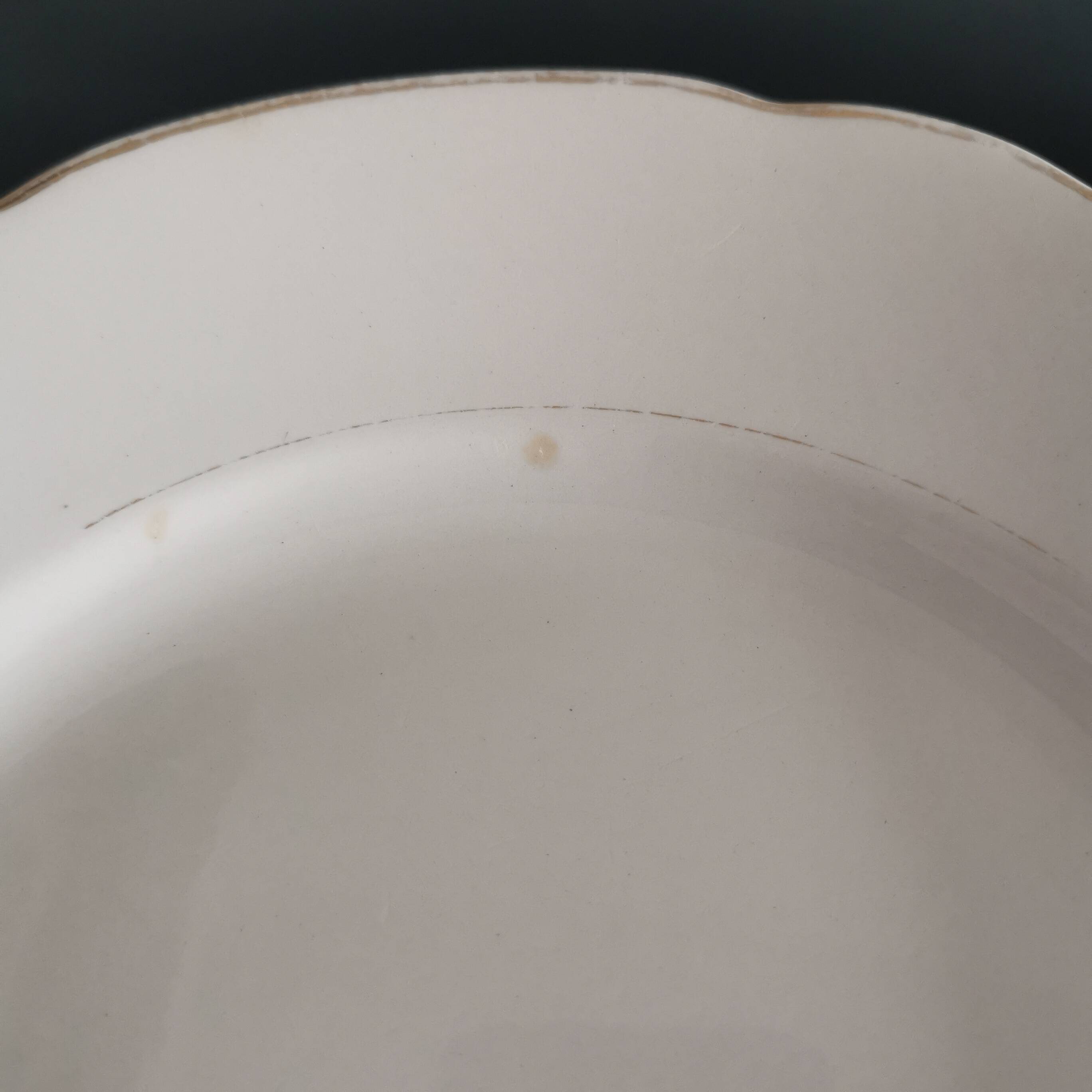 Set of 6 Villeroy and Boch flat plates in ivory color and gold edging