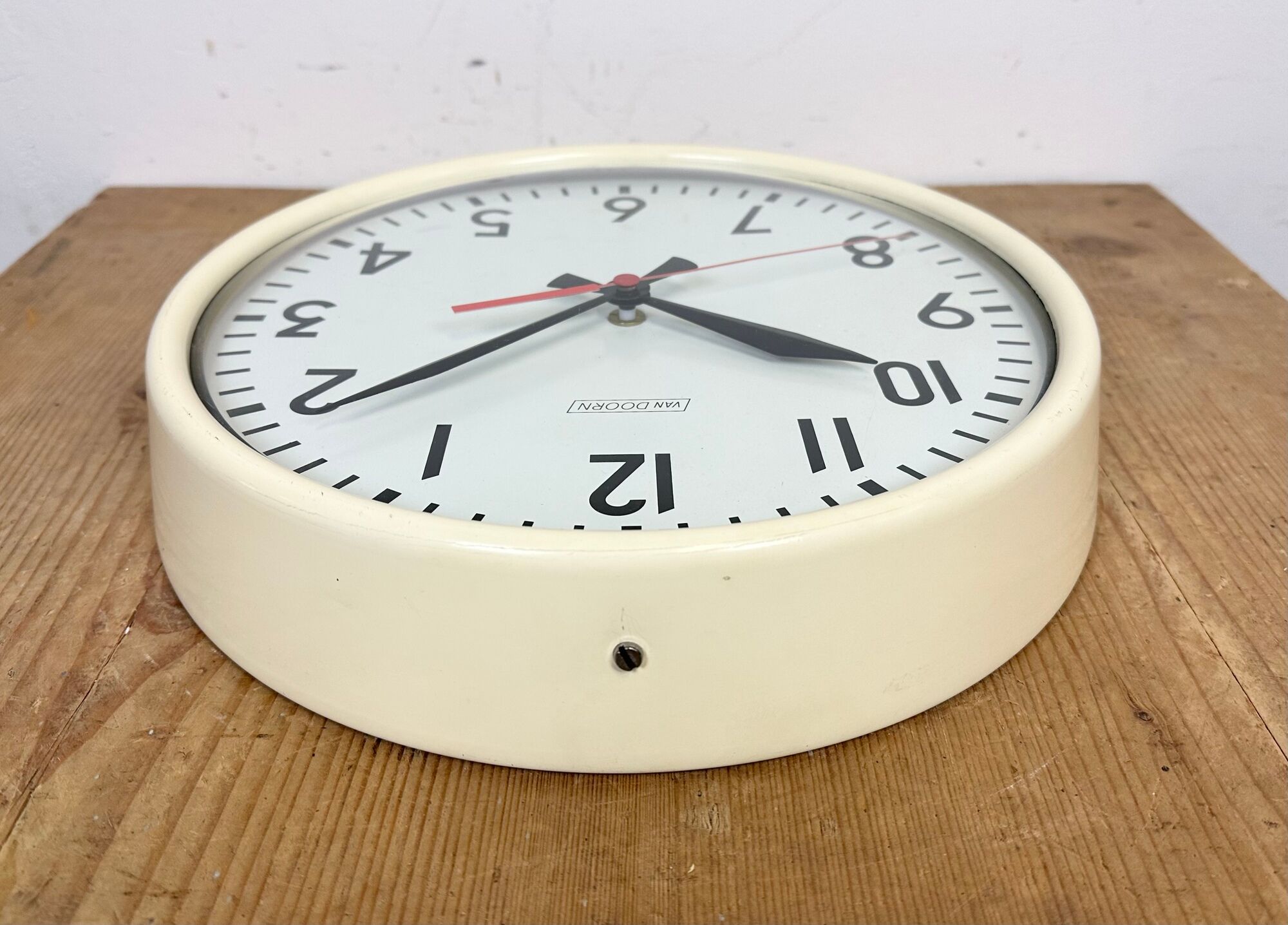Vintage Beige School Wall Clock from Van Doorn, 1960s