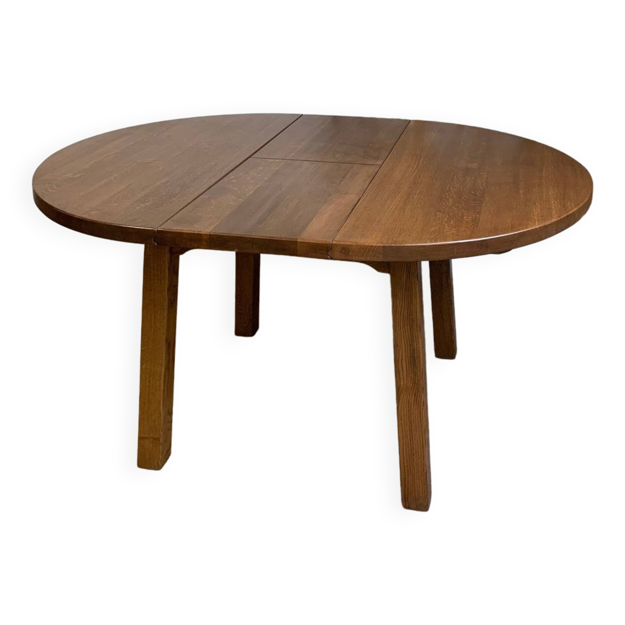 Table à manger extensible en chêne massif, des années 1950-60, style brutaliste