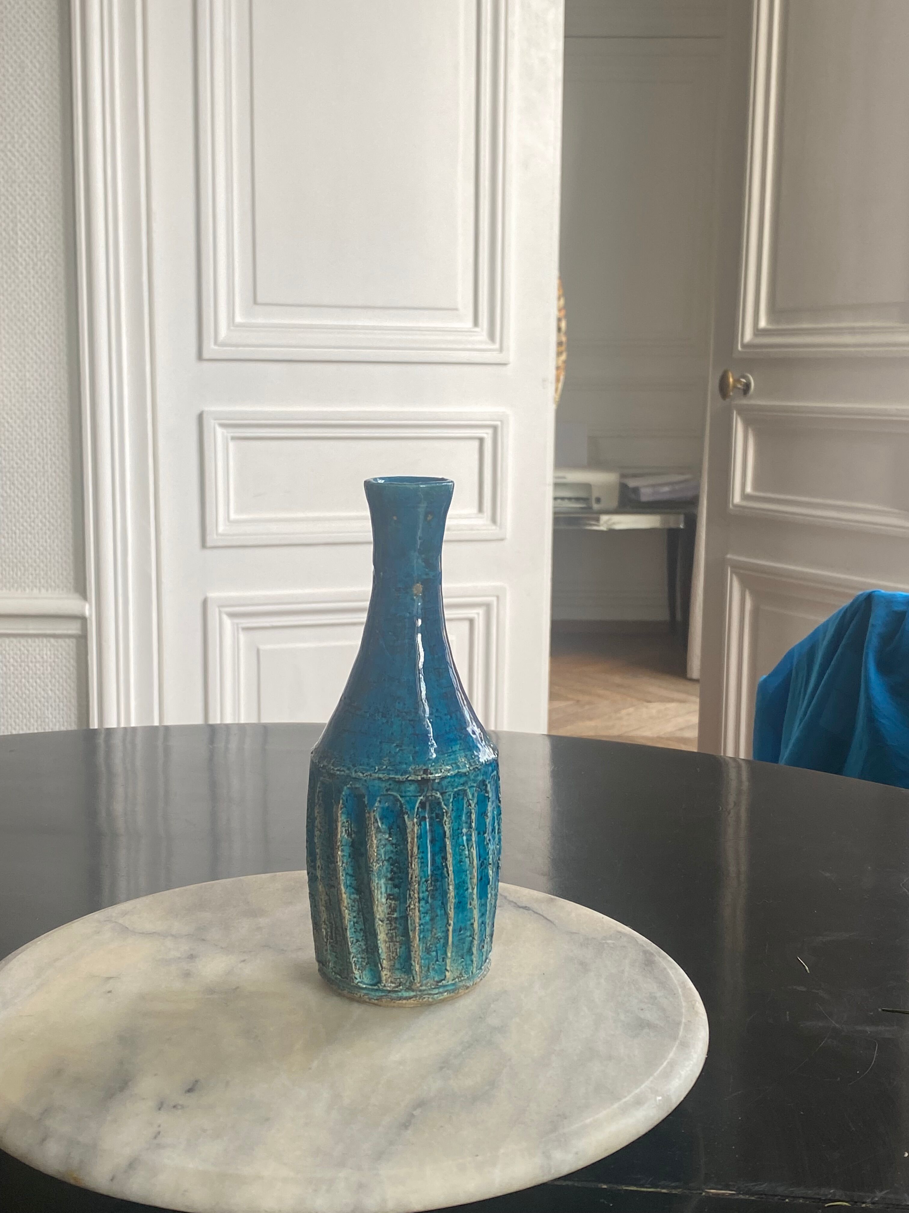 Vase vintage scandinave bleu