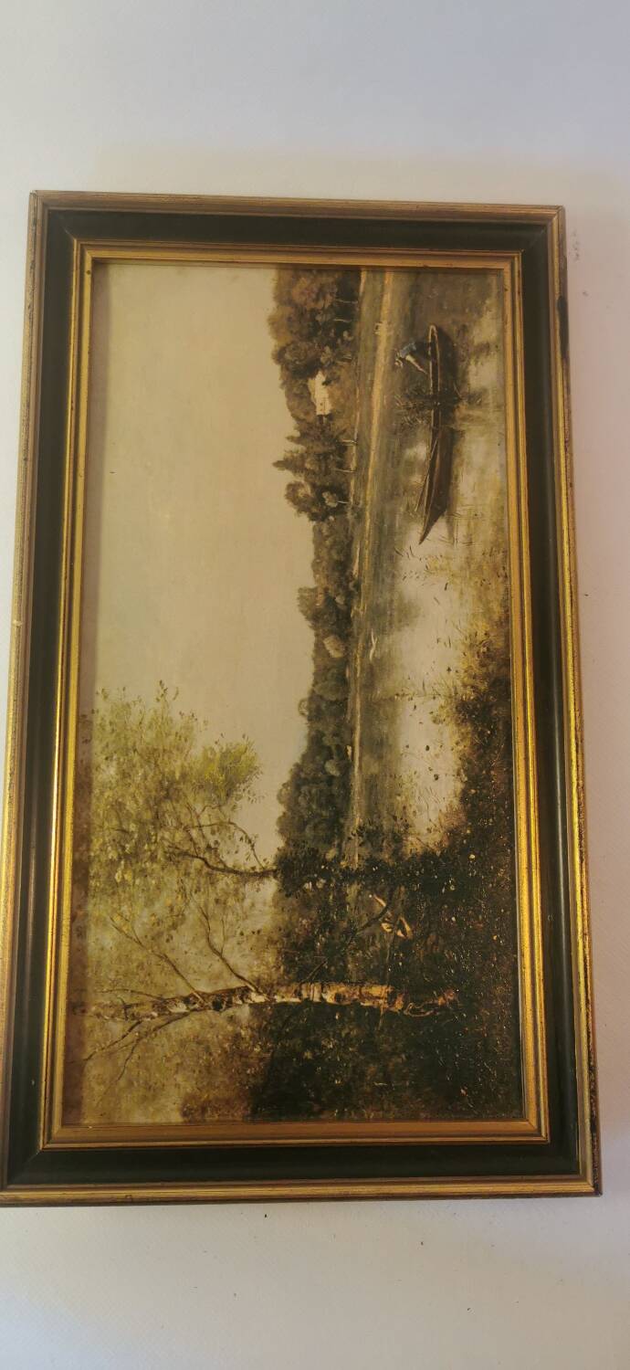 Painting "The Pond of Ville D'Avray" (19th) reproduction Jean Baptiste Corot
