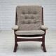 1970s, Norwegian design armchair, blend wool fabric, bent wood.
