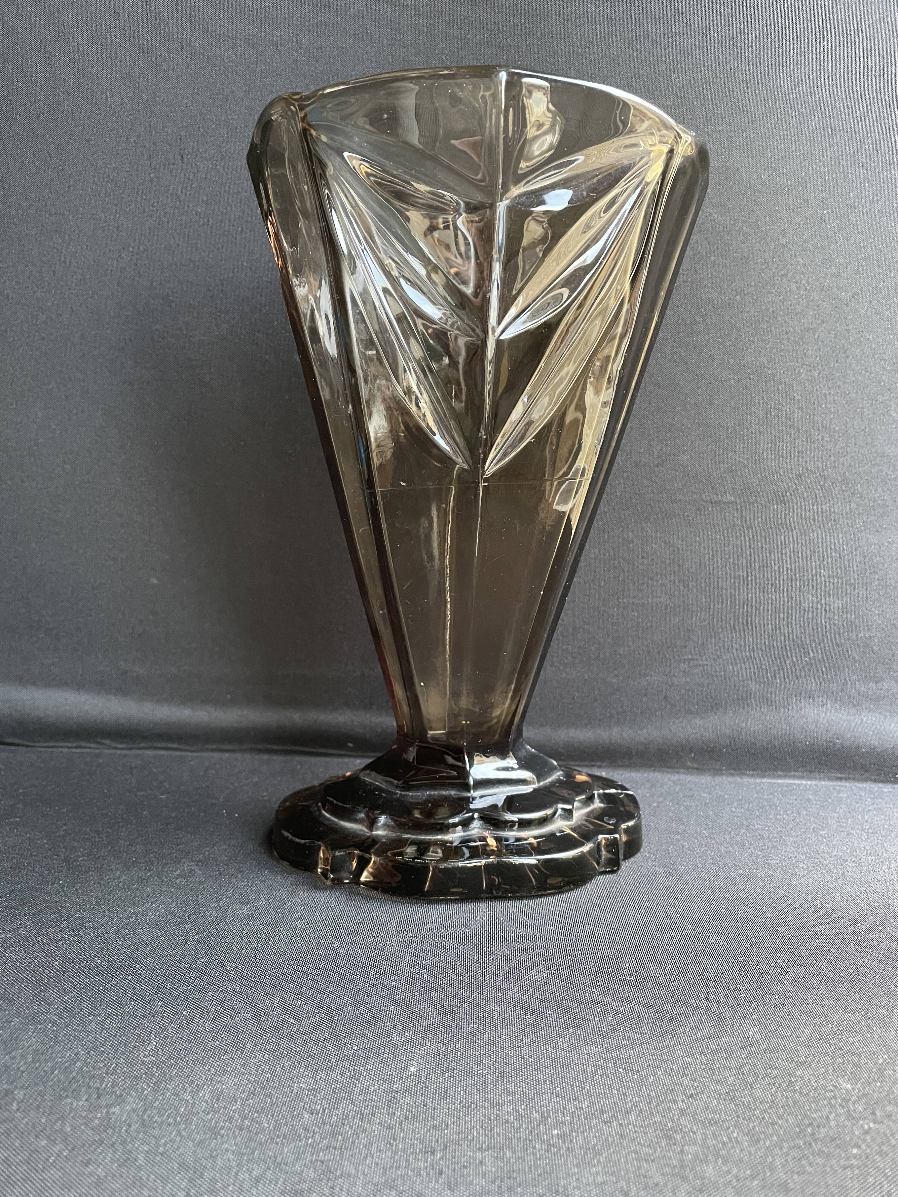 Art Deco smoked glass vase