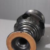 Jean Marais in Vallauris Black glazed candle holder 1970s