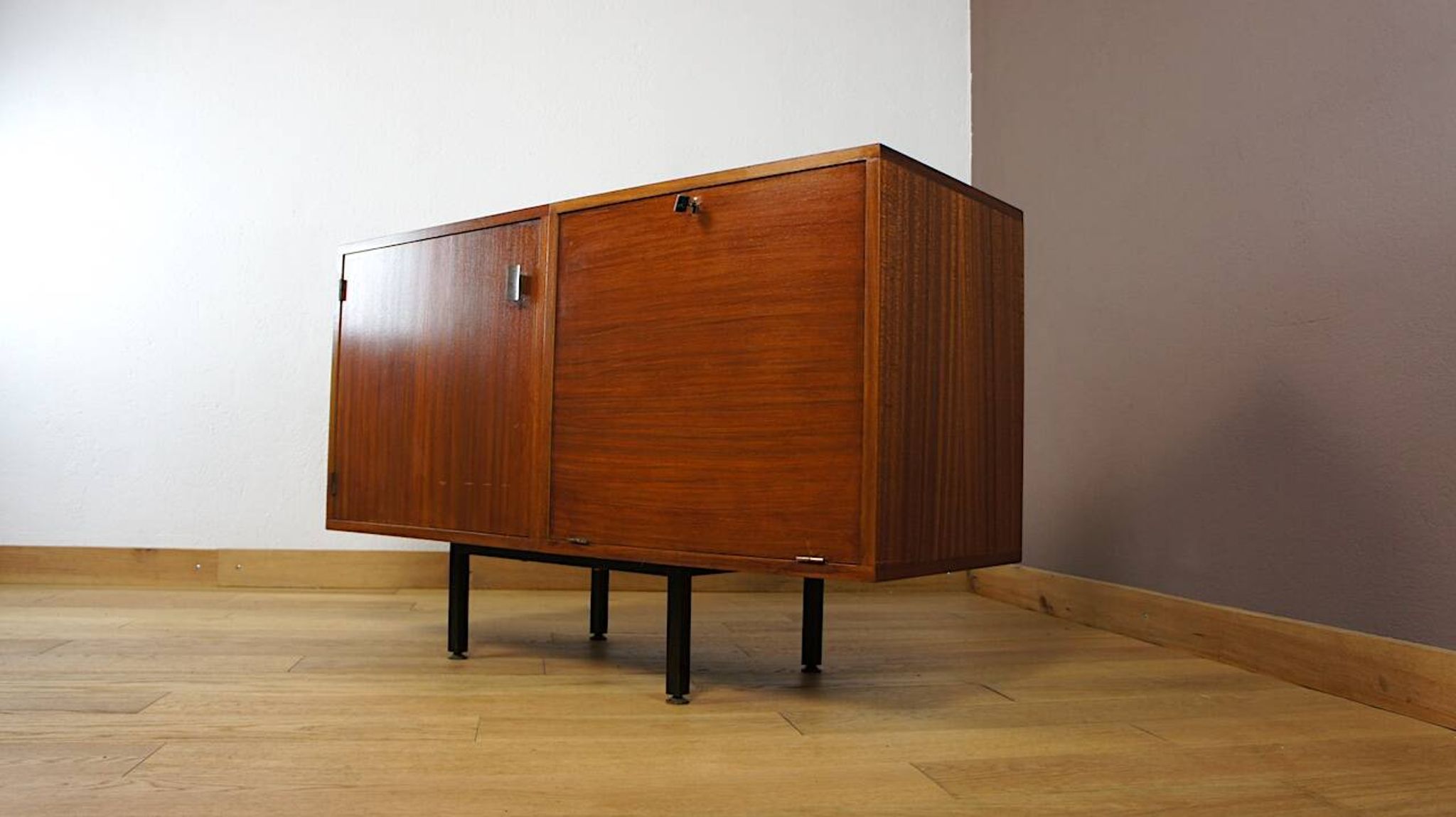 Small Enfilade Jacqueline Lecoq & Antoine Philippon in Vintage Mahogany 1960