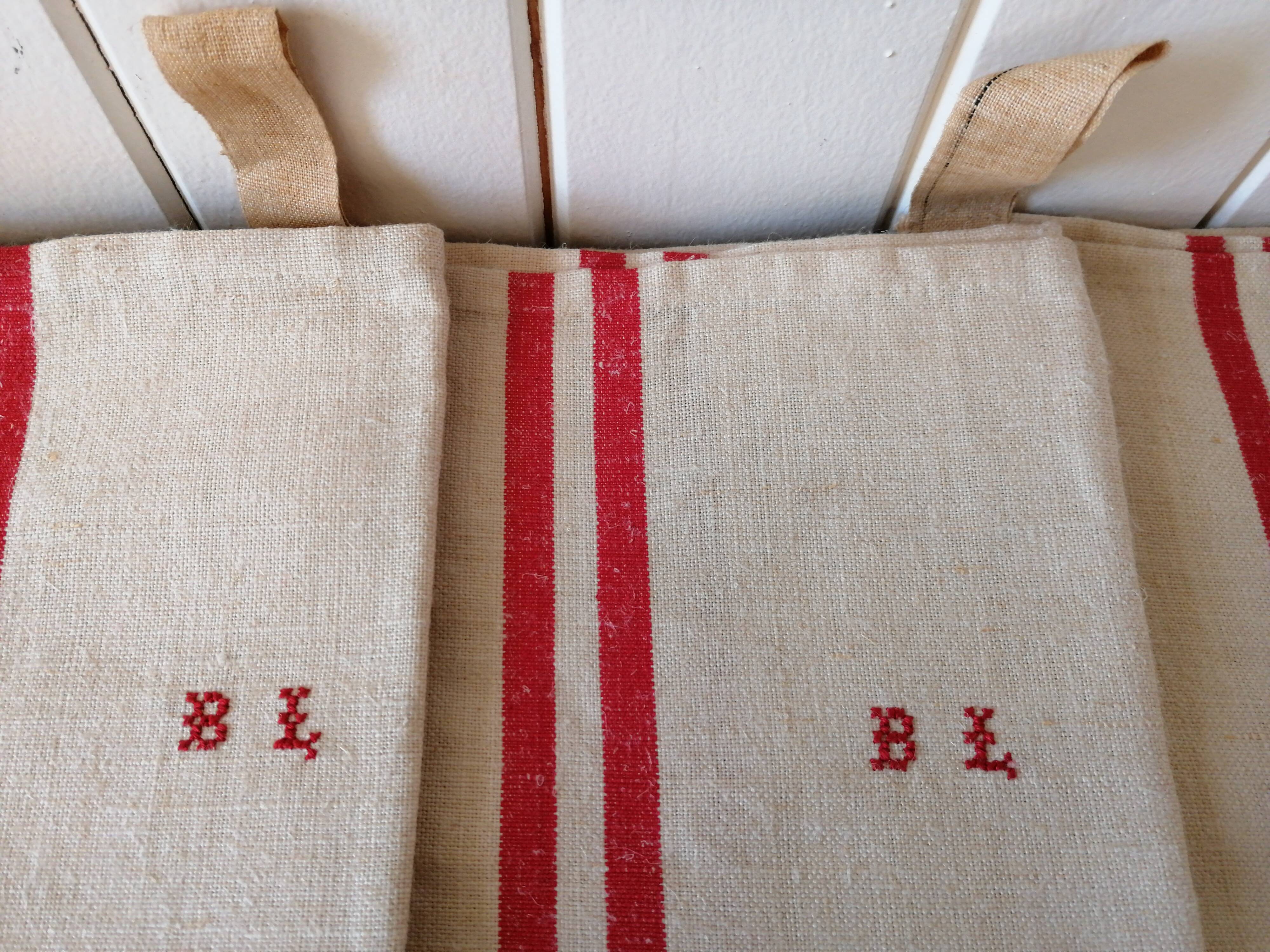 Set of 6 tea towels old Monogram B L