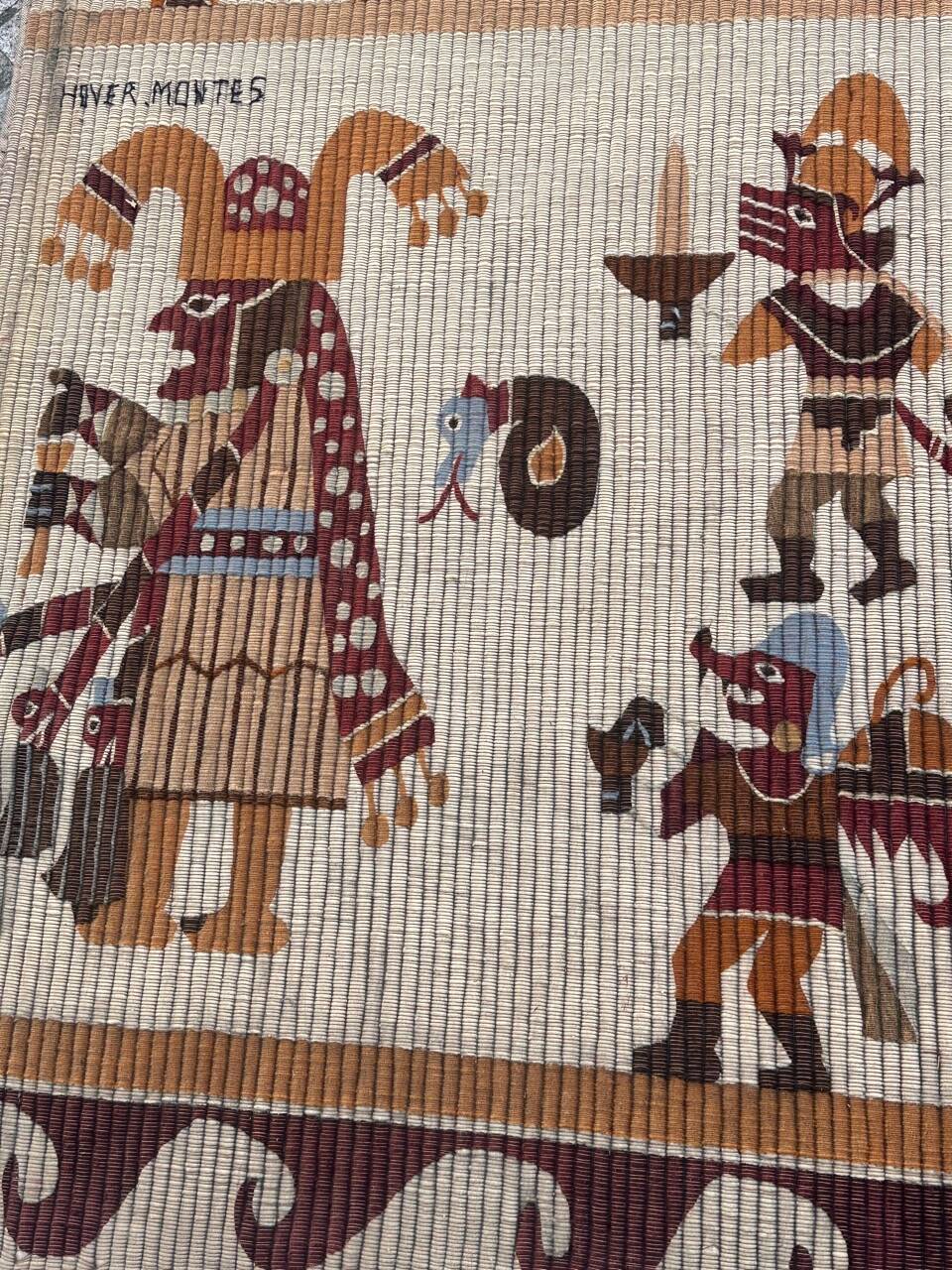 Belle tapisserie tribale péruvienne d'époque art déco