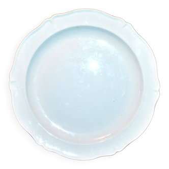 Grand plat rond en faïence opaque de Montereau 1820-1830 Bleu pastel 32cm