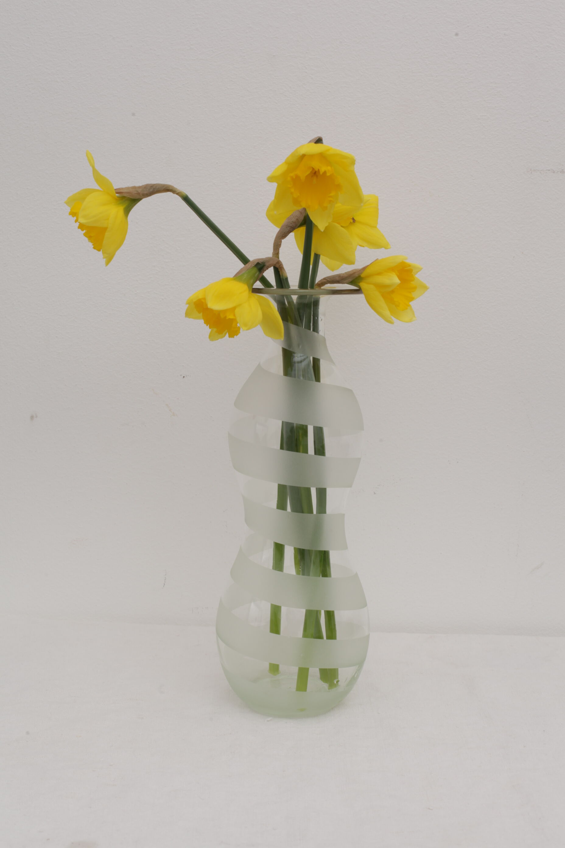Vase soliflore verre transparent bande sablée