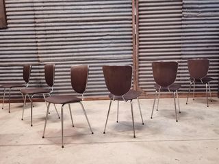 Set of 6 chairs in chrome and vinyl brand "le gal" 70