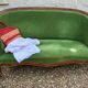 Louis XVI style bench in green velvet
