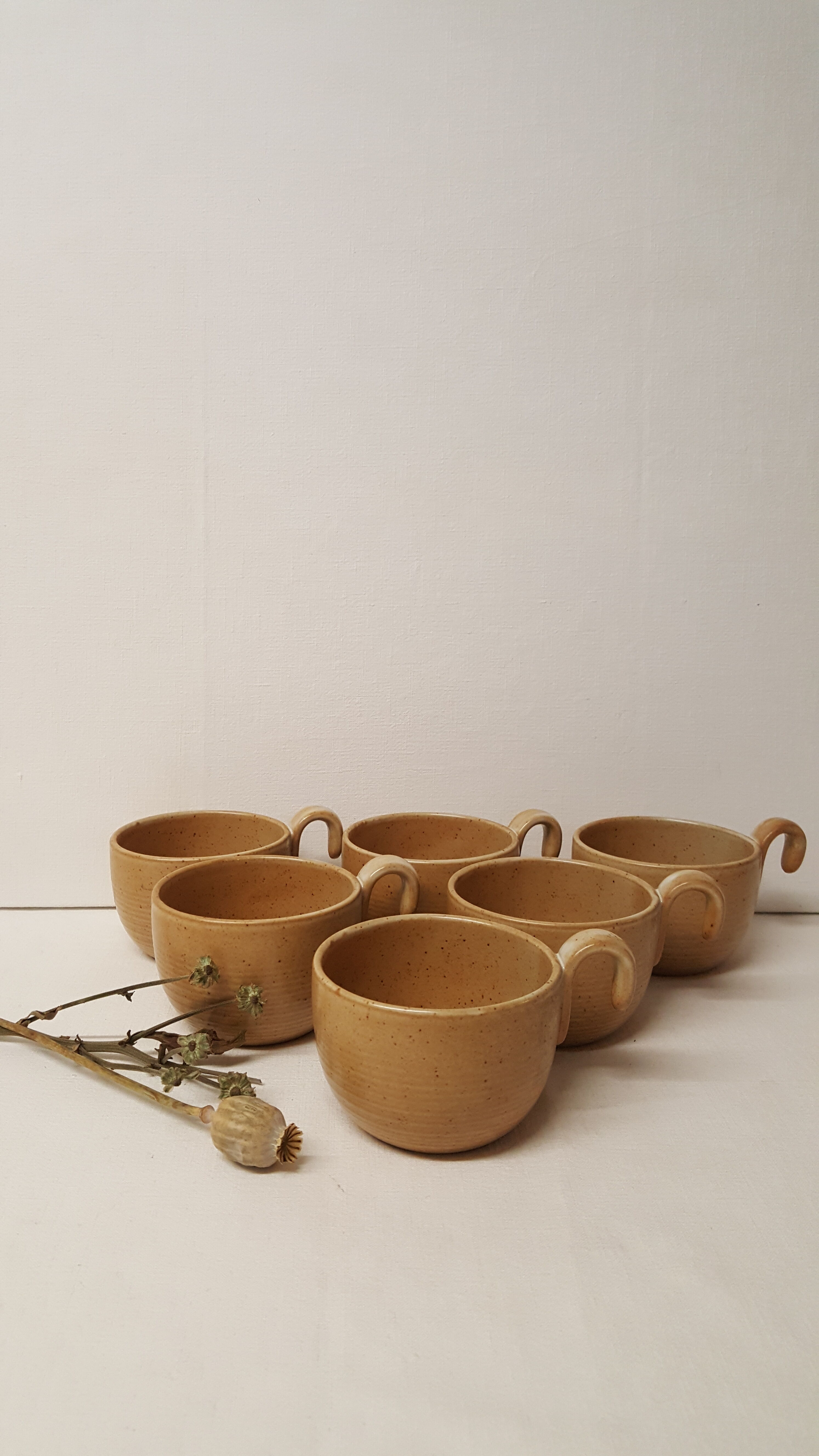 Set of 6 tea cups, Grès Village France CNP