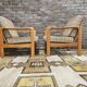 Pair of vintage scandinavian armchairs 1970 scottish fabric