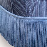 Fauteuil crapaud velours bleu jean