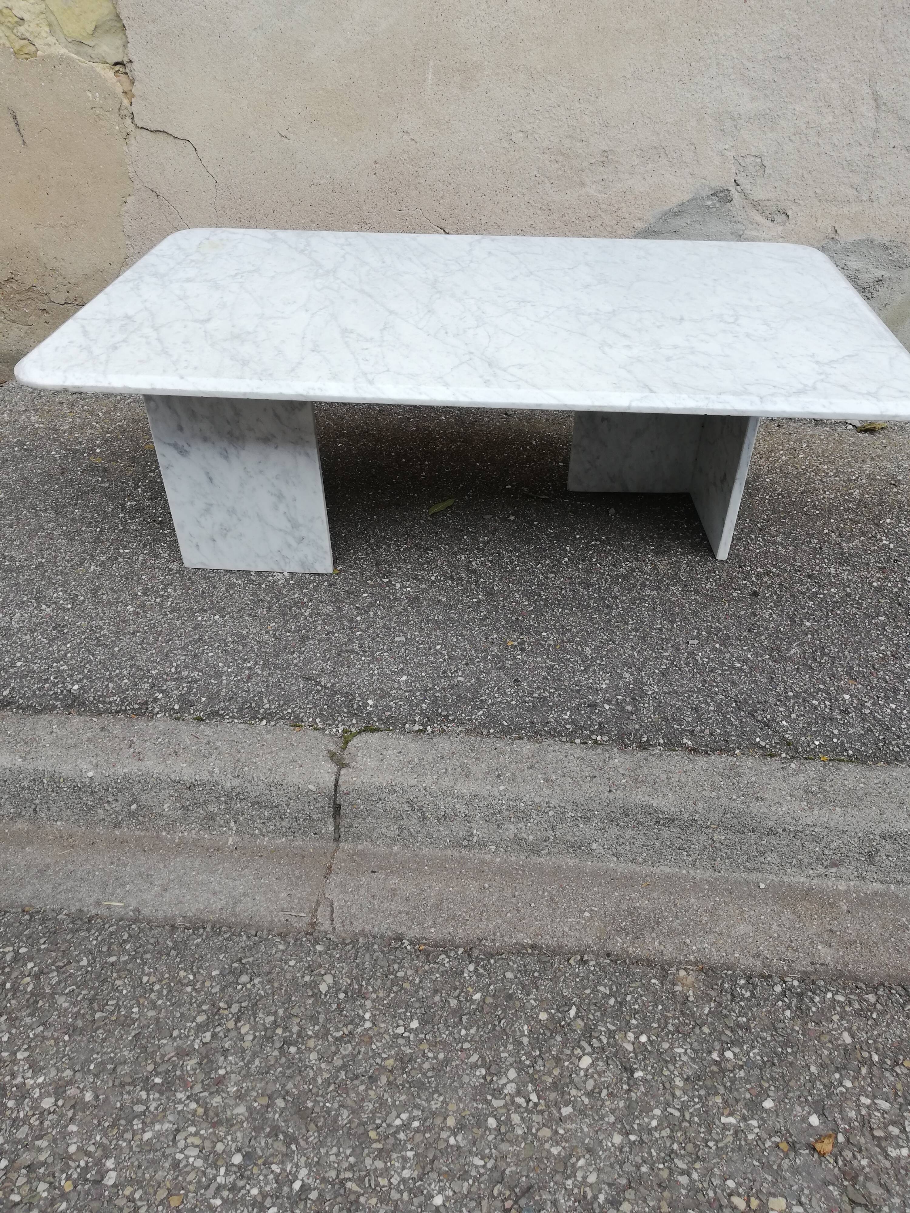 Vintage white Carrara marble coffee table
