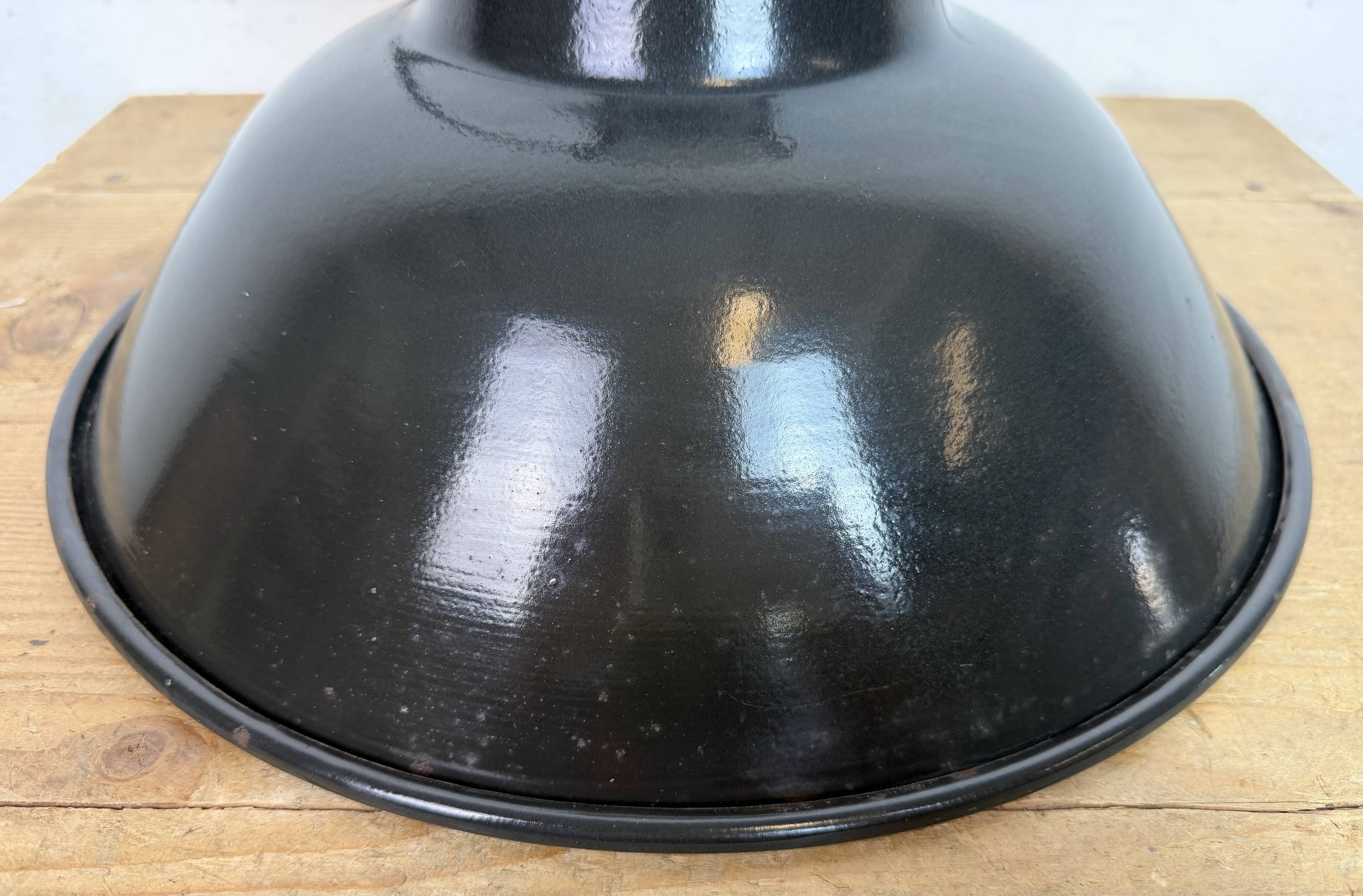 Industrial Black Enamel Pendant Lamp from Elektrosvit, 1960s