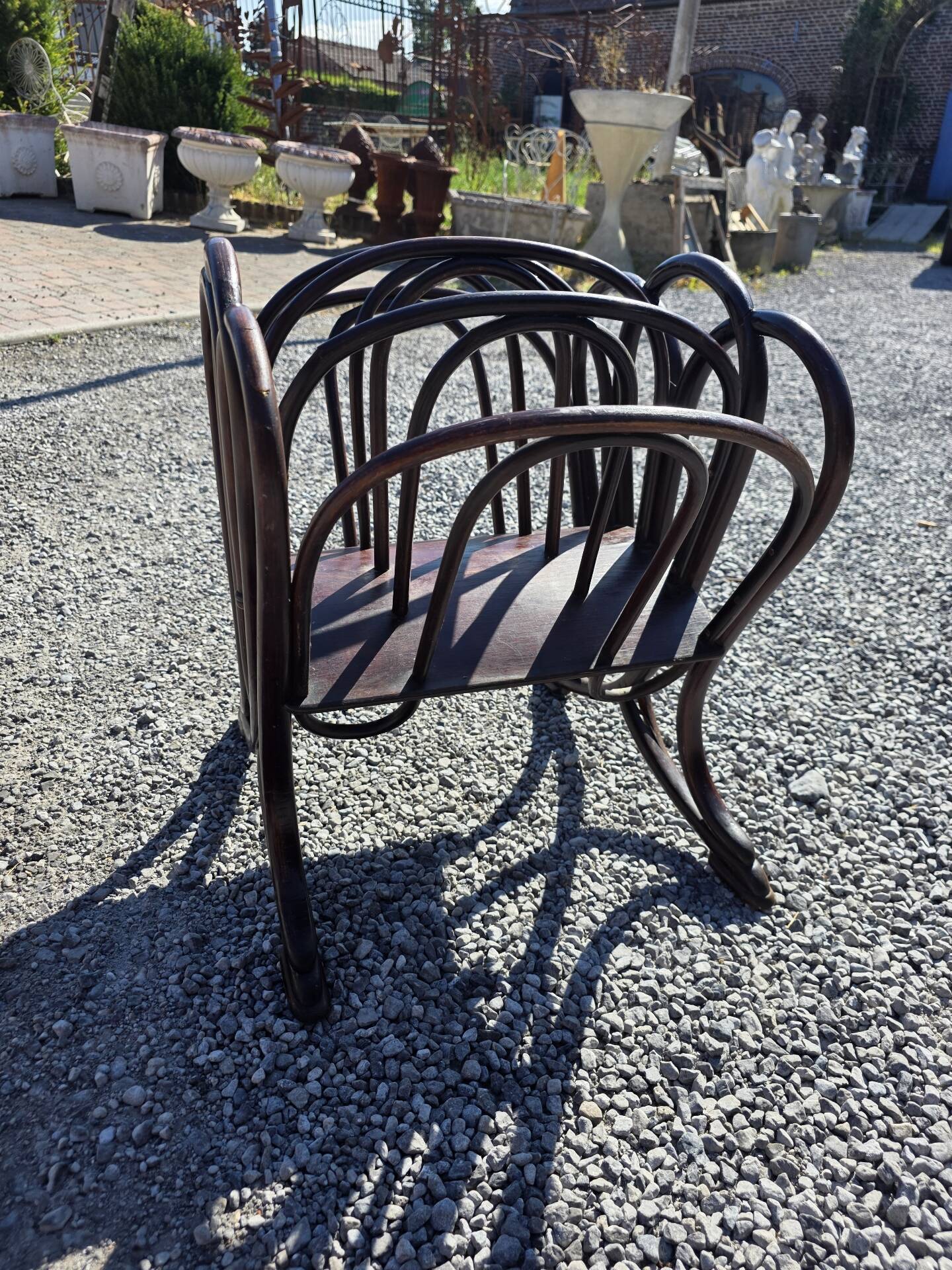 Thonet curved wood magazine rack Art Nouveau