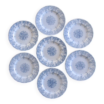 7 19th century ironstone plates signed KG Lunéville, "Neva" collection