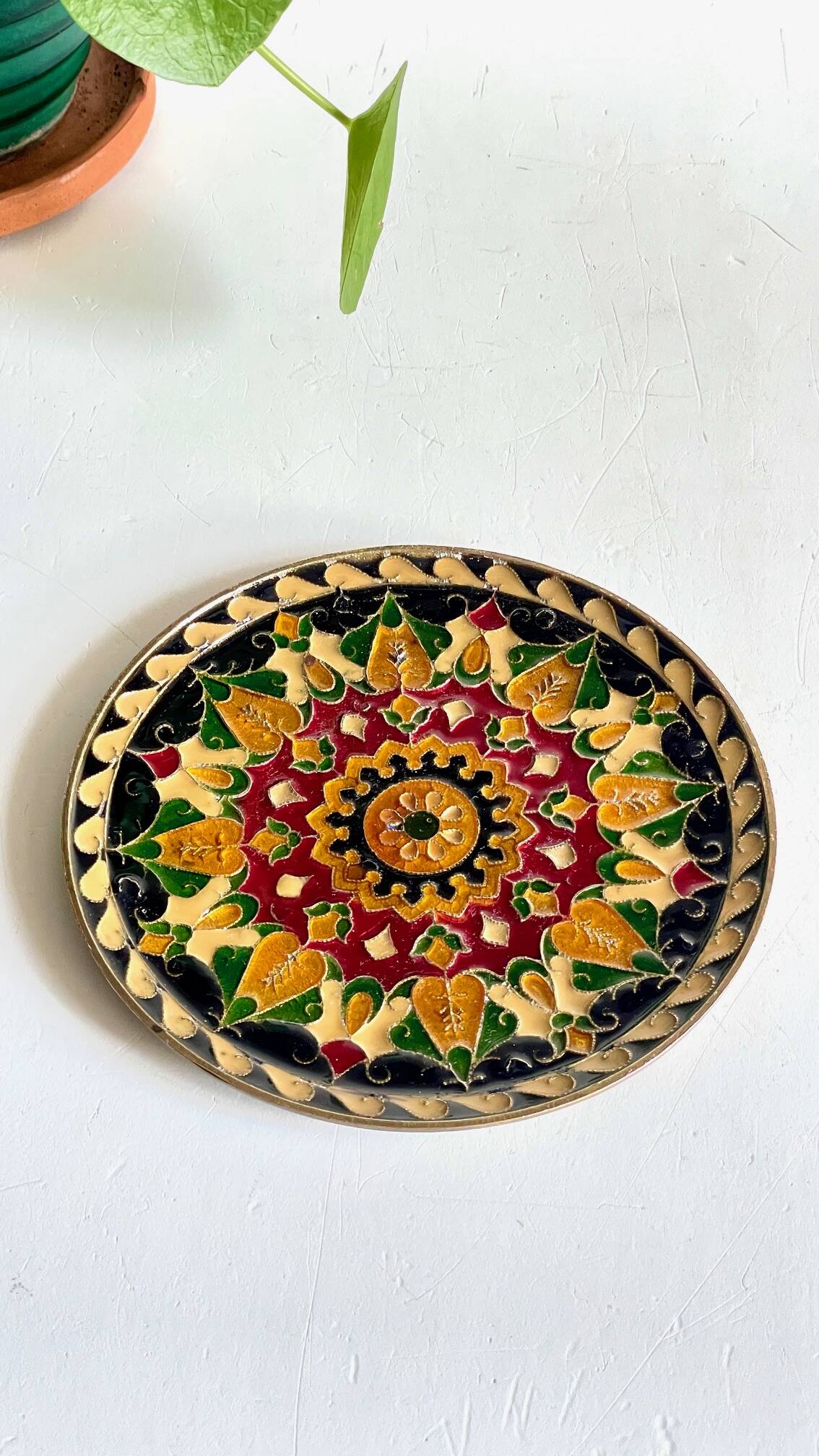 Vintage brass compartment plate