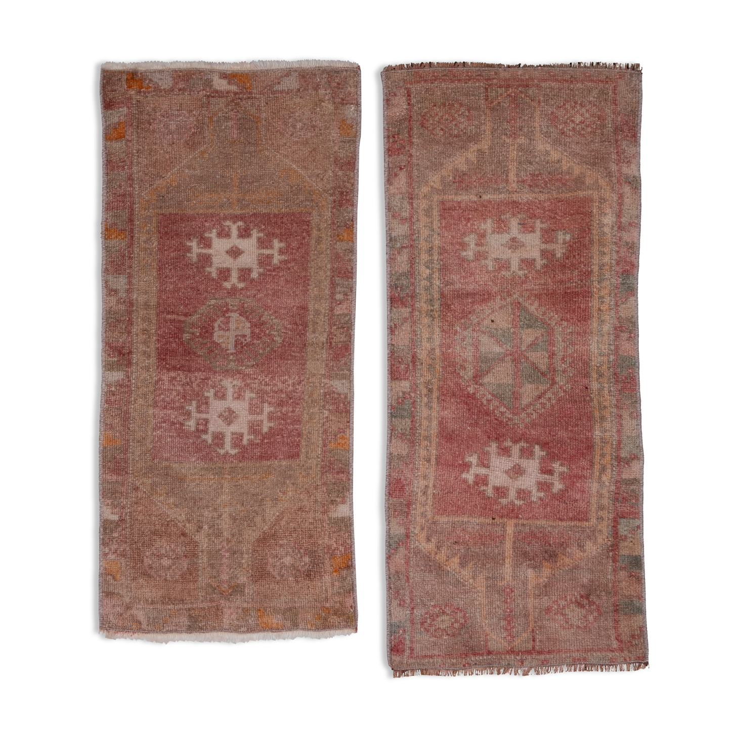 Distressed turkish small rugs, 1970s, set of 2