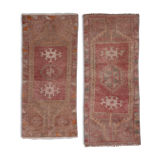 Distressed turkish small rugs, 1970s, set of 2
