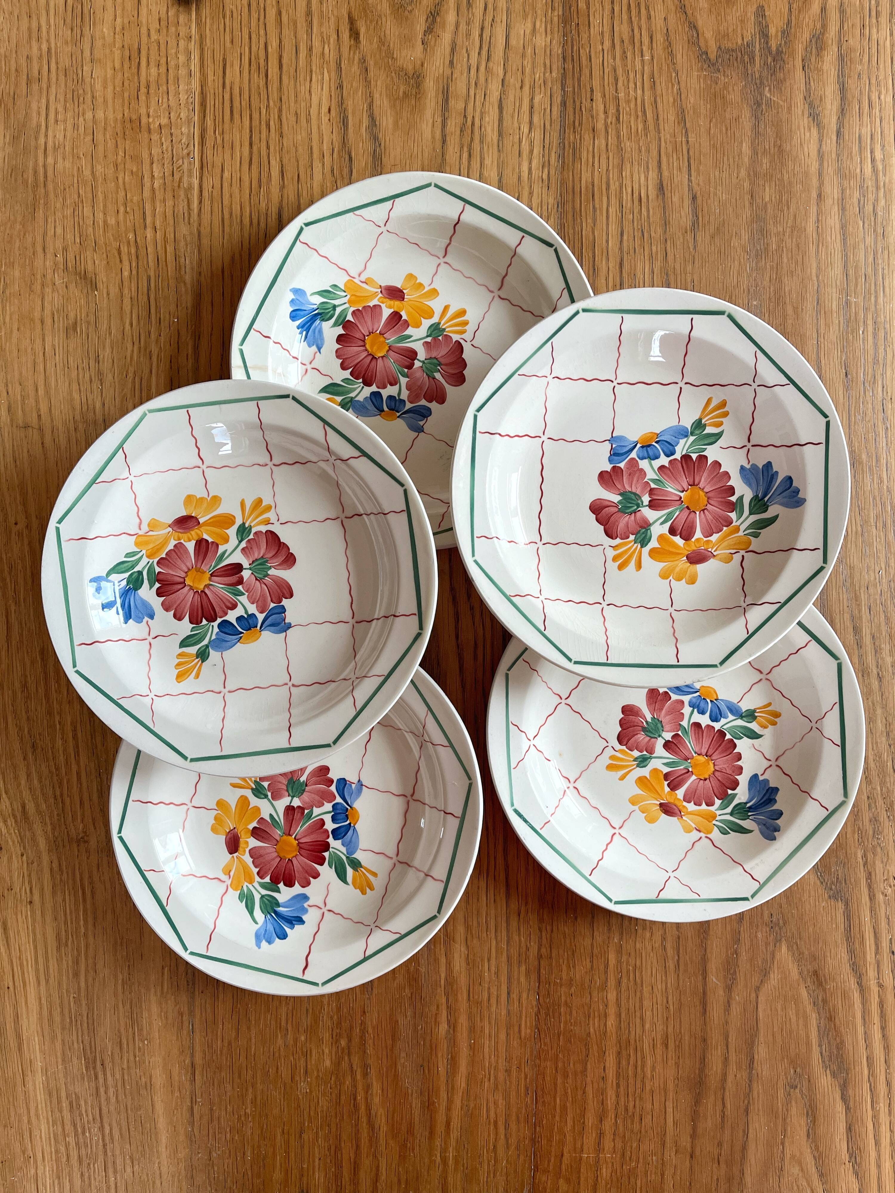 5 soup plates in Grasse earthenware, HBCM (Hippolyte Boulenger, Creil Montereau)