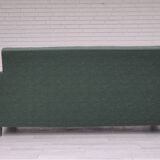 1950s, 3-seater sofa, green furniture blend wool, beech wood.