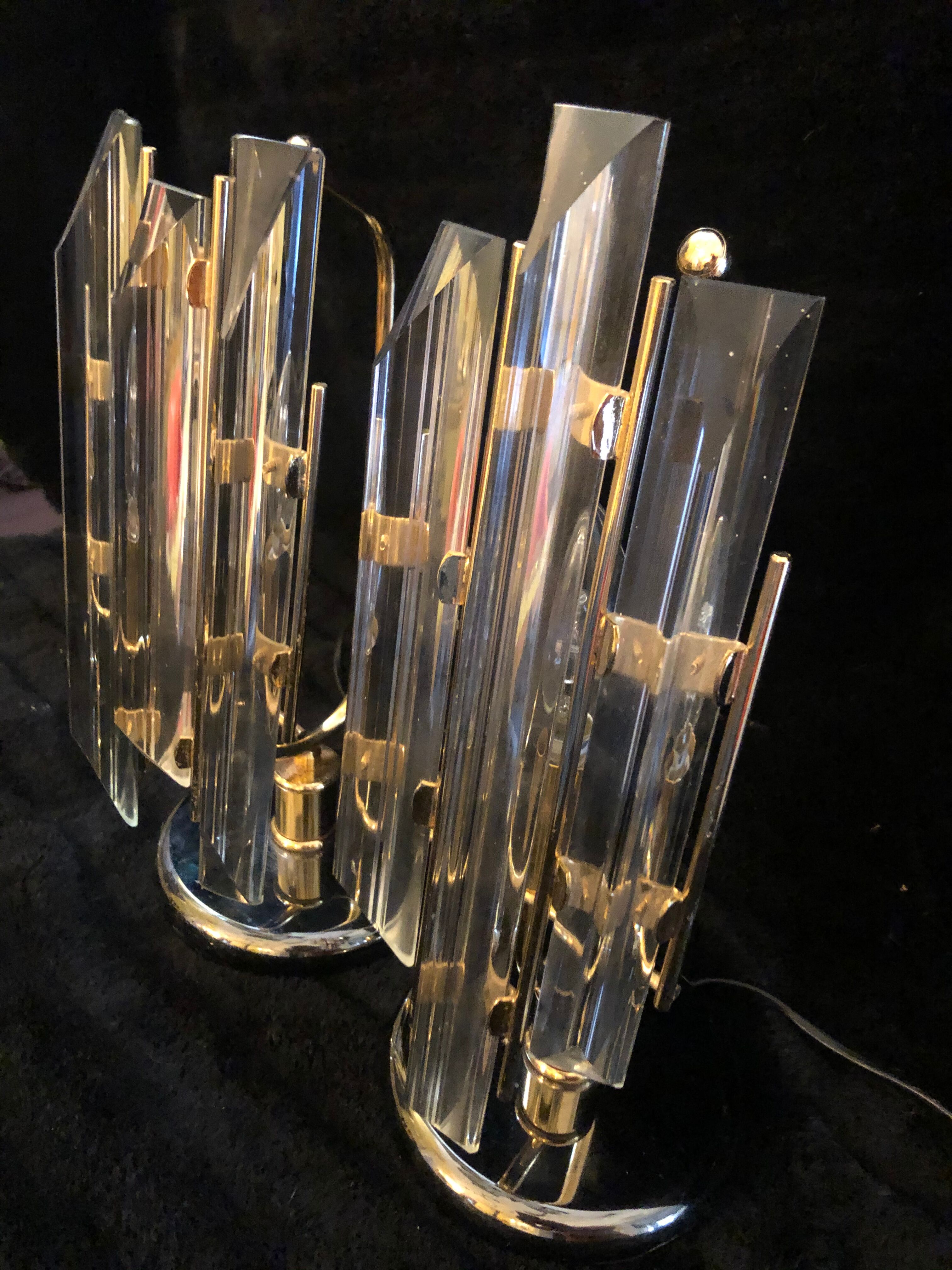 Pair of crystal lamps Venini 1980