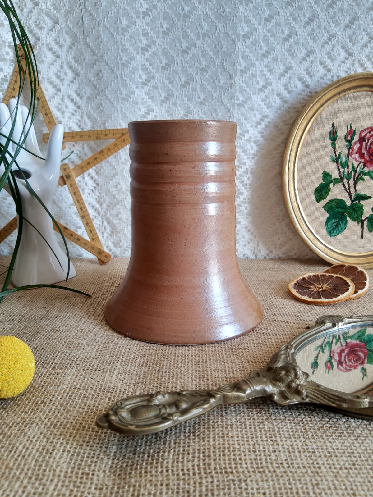 Bonny sandstone vase France handmade vintage