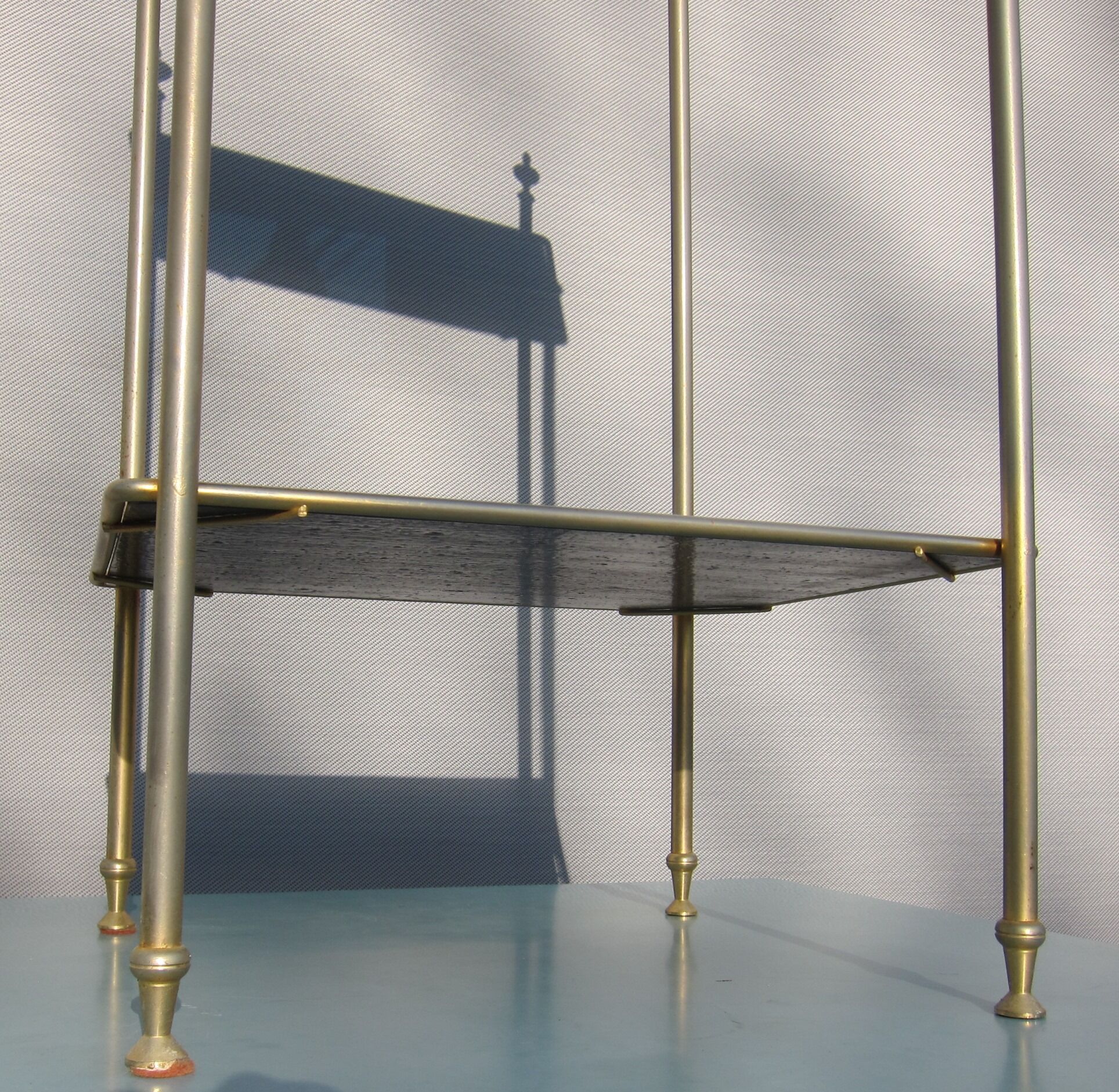 End table Golden capitals and glass OPAL black 1950