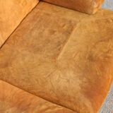 Canapé orange cuir suédé et acier. Circa 1970