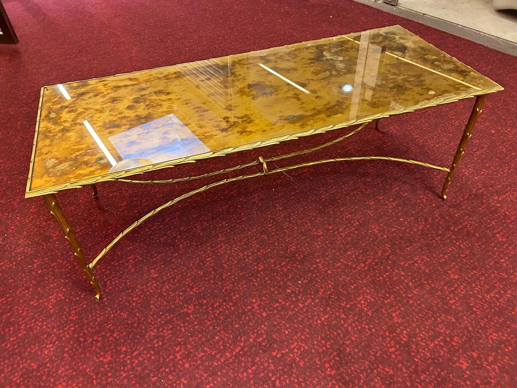 Gilded bronze coffee table palm tree décor