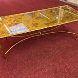 Gilded bronze coffee table palm tree décor