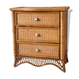 Vintage rattan chest of drawers