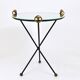 French mid-century mirror side table, Jacques Adnet style, brass, 1950s.
