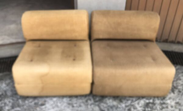 Chauffeuse velours côtelé vintage années 70