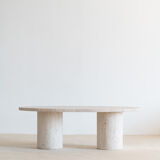 Oval coffee table 130x70 - natural travertine