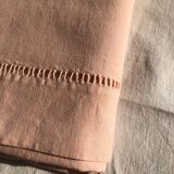 Old linen and cotton sheet tinted coral