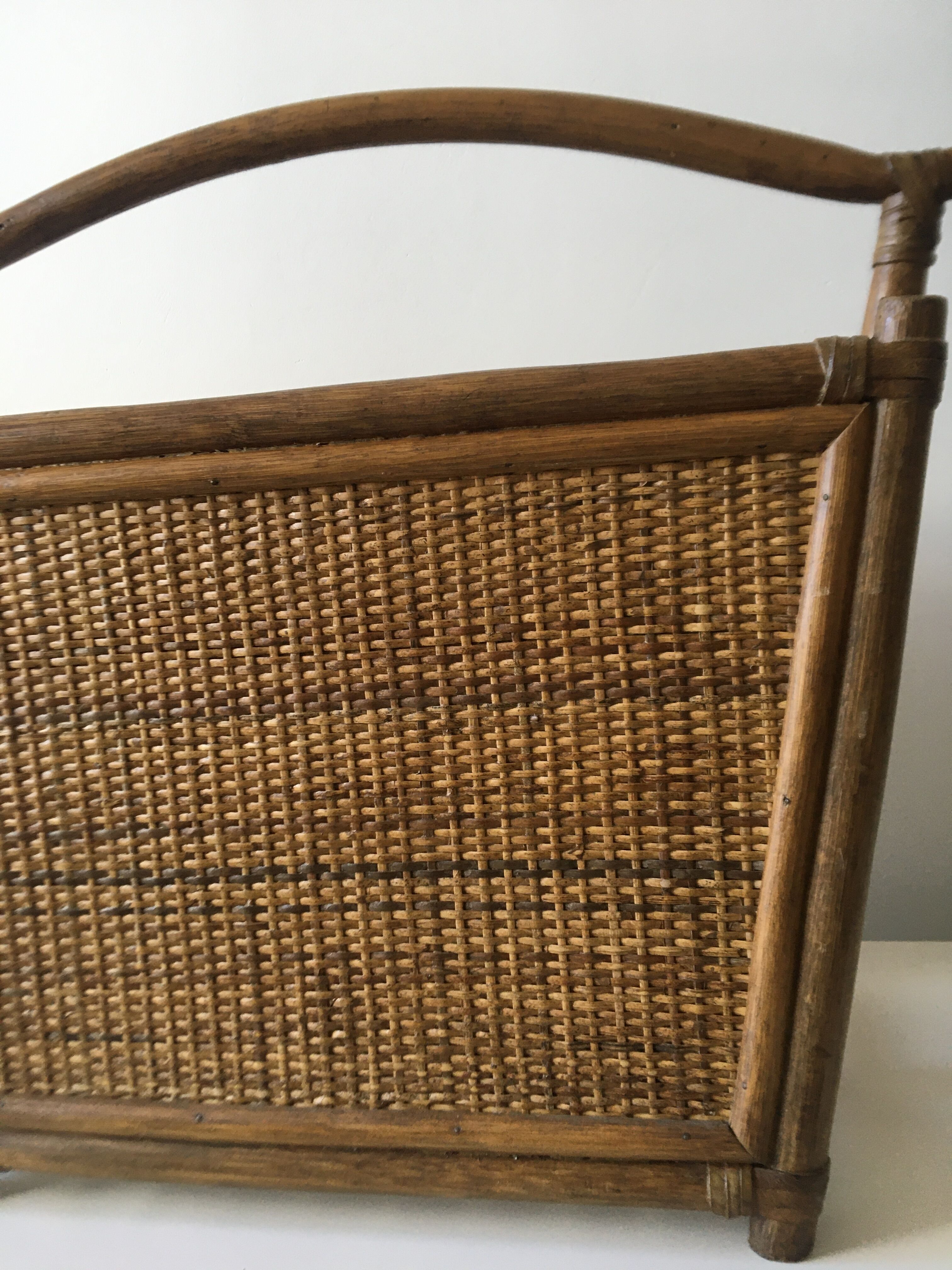 1960s rattan magazine rack