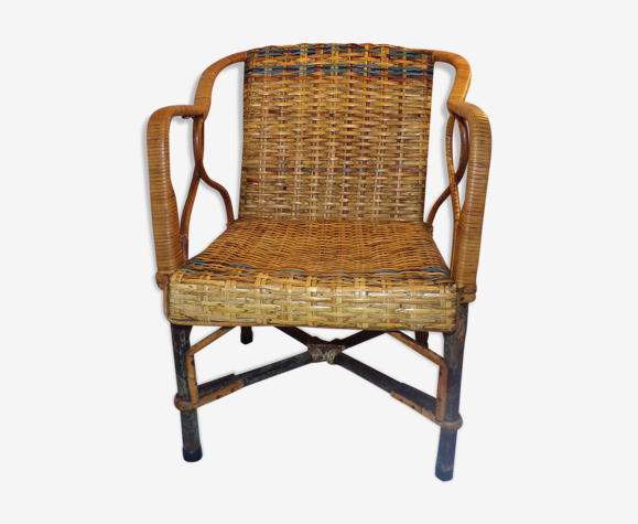 Fauteuil enfant rotin tressé