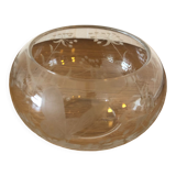 Glass cup chiseled decoration butterflies and flowers